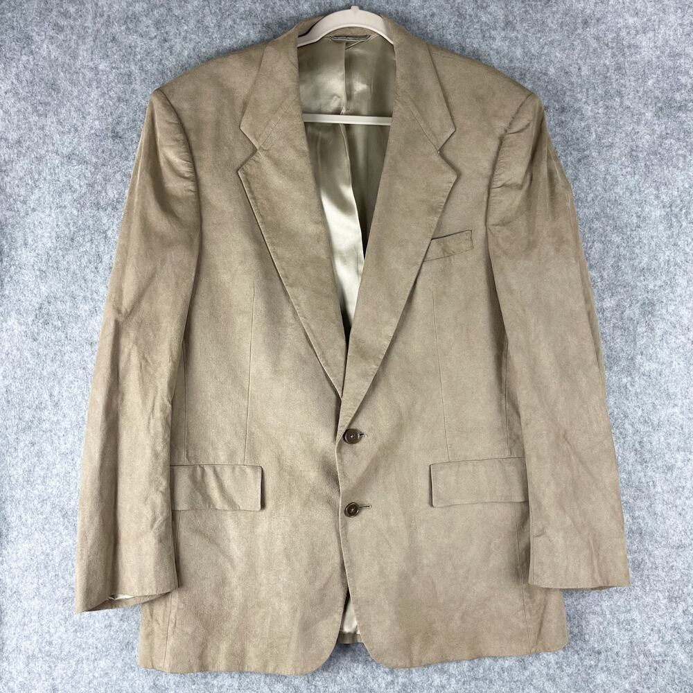 Vintage Christian Dior Monsieur Suede Blazer Sport Coat Mens 42R Beige 2 Button